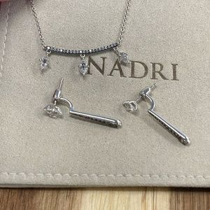 Nadri Sterling Silver Como Necklace and Earrings with White Topaz